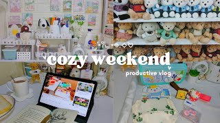 Cozy weekend vlog🧸Desk organize, reading book📖+ watching videos & go out + unboxing🛍️