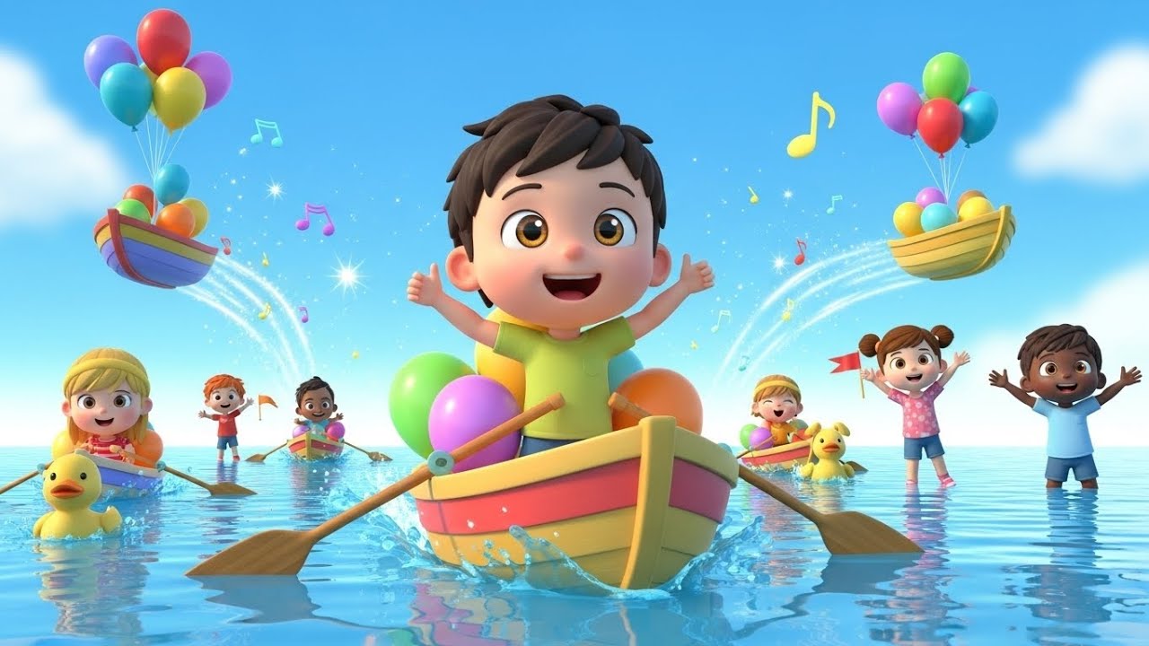 Гонки на лодках с воздушными шарами | Популярная детская песенка | Пойте вместе с детьми