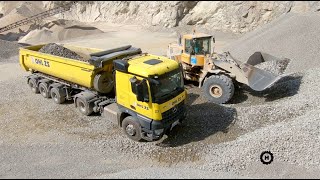 Mercedes Arocs and Volvo 150 loader