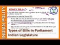 Types of Bills in Parliament : Ordinary Bill, Money Bill, Financial Bill, Constitution amendment