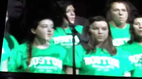 Ladies First sing national anthem at celtics.