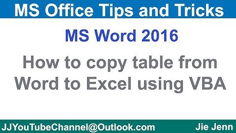 How to Copy Table From Word to Excel using VBA (MS Word VBA Tutorial)