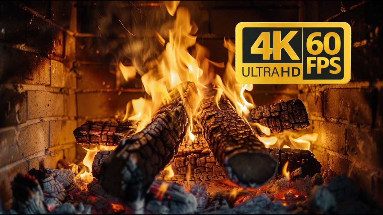 Камин в формате Ultra HD 12 часов • 4K 60 кадров в секунду • ASMR с органическим огнем •