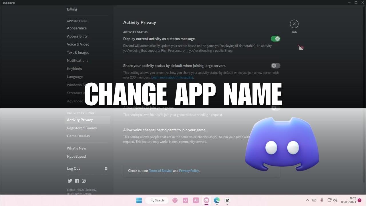How To Change App Name On Discord Activity Status YouTube