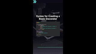 Syntax for Creating a Basic Decorator ##ai ##artificialintelligence ##machinelearning ##aiagent