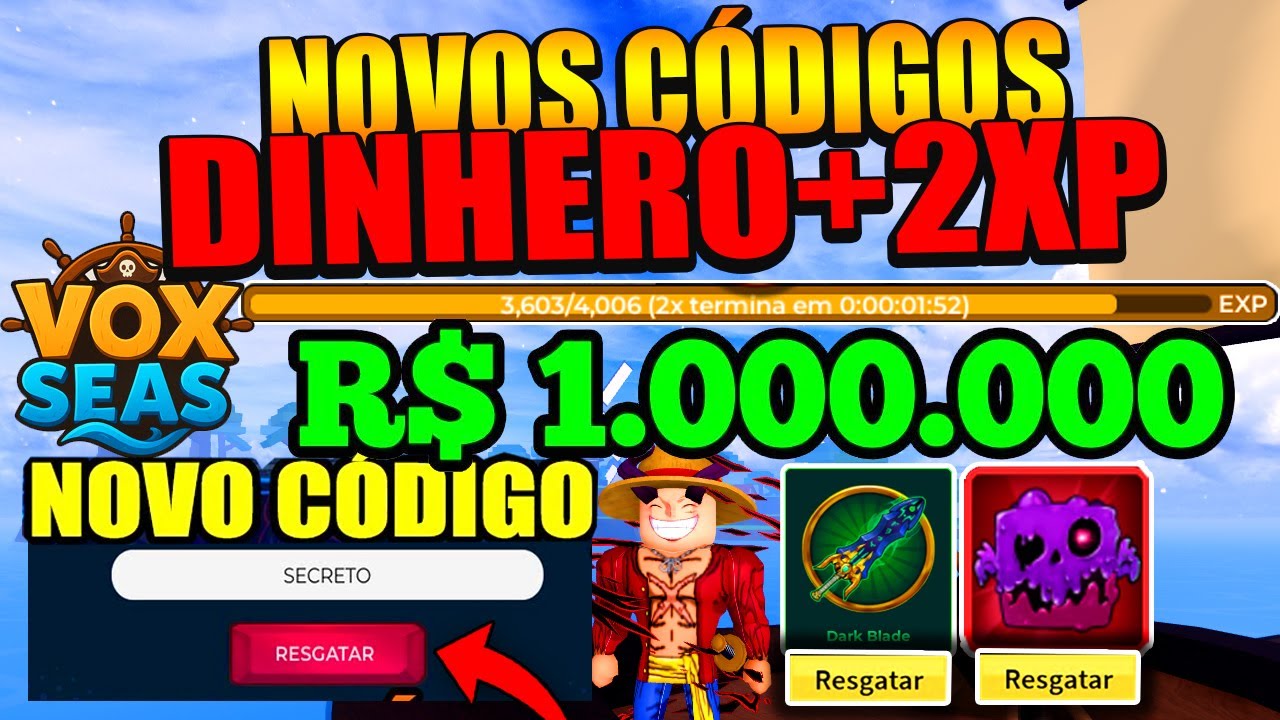 🔥 SAIU NOVOS CÓDIGOS +NOVO CÓDIGO DE DINHEIRO DO BLOX SEAS VOX SEAS ...