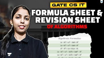 FORMULA SHEET & REVISION SHEET of Algorithms For GATE CS IT