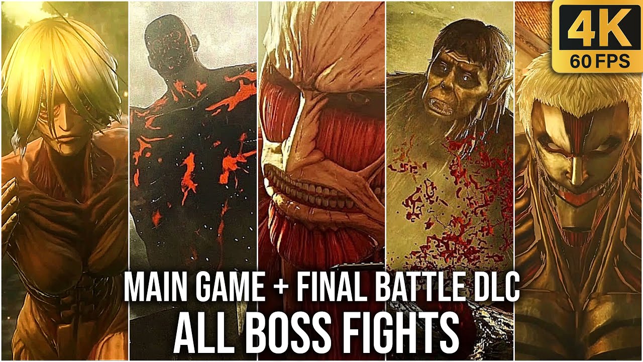 Attack On Titan 2 + Final Battle DLC All Bosses & Titan Encounters (4K60fps)