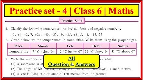 Practice set 4 class 6 maths | Chapter 3 Integers |  6th standard | Maharashtra state board #class6