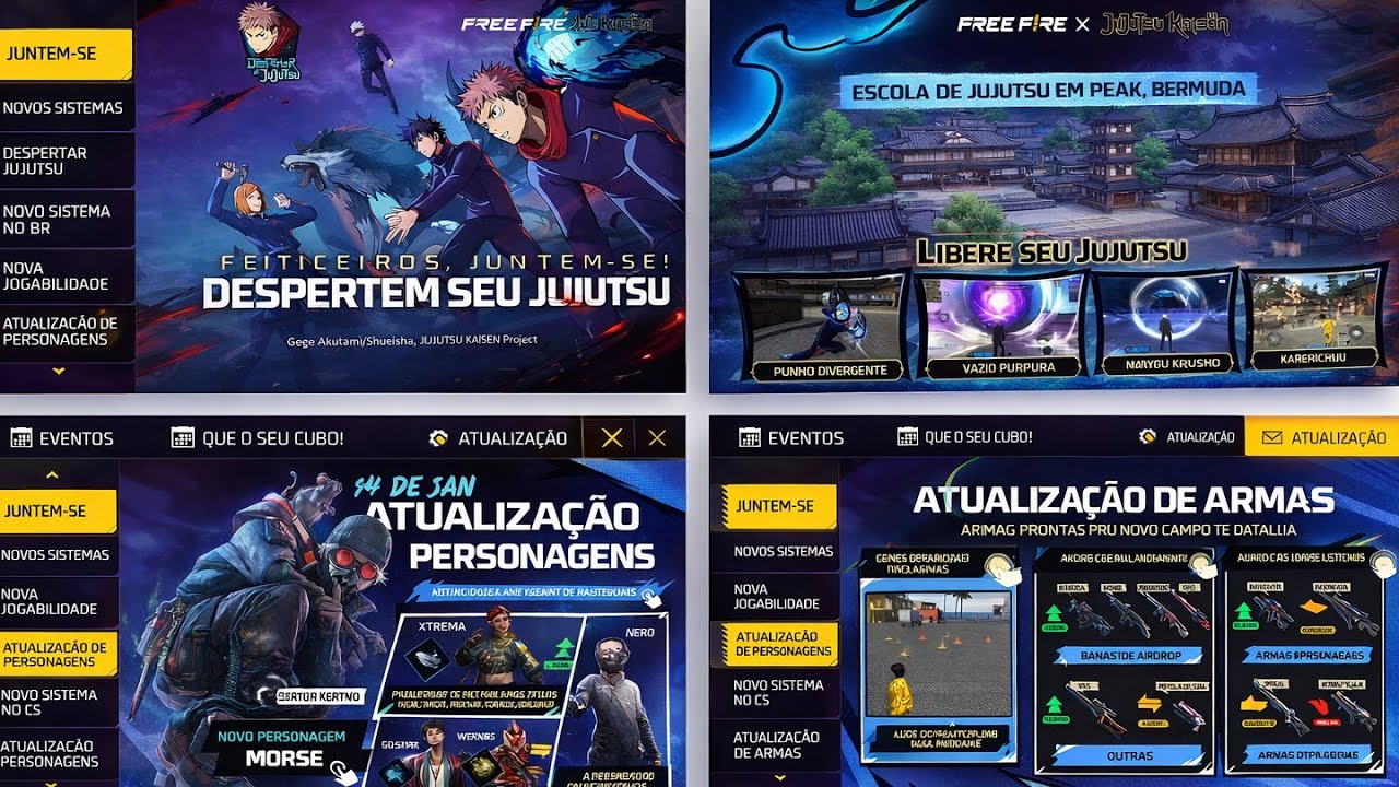 FALANDO SOBRE A NOVA ATUALIZAÇÃO DO FREE FIRE SOBRE A NOVA PARCEIRA JUJUTSU kAISEN