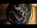 Scroll Bird Pinstriping On a Leather Stool.