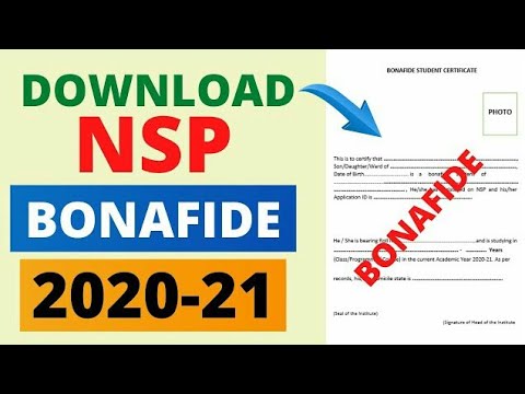 Download Bonafide Institution Certificate for NATIONAL SCHOLARSHIP (NSP 2022)