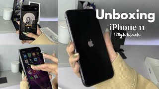 iPhone 11 Unboxing in 2024 (black) 🗝️ 128gb aesthetic wallpaper + camera test