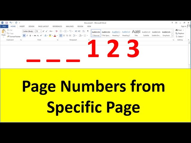 how to fix page numbers in word starting page 3