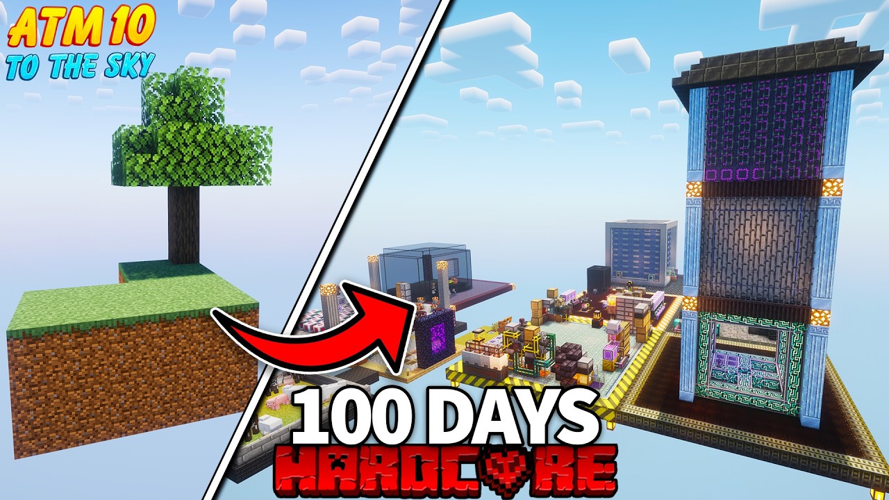 I Survived 100 Days IN ALL THE MODS 10 TO THE SKY in HARDCORE MINECRAFT