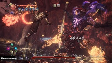 Nioh2 killing Nightmare bringer floor108 with only brute yokai shift parry