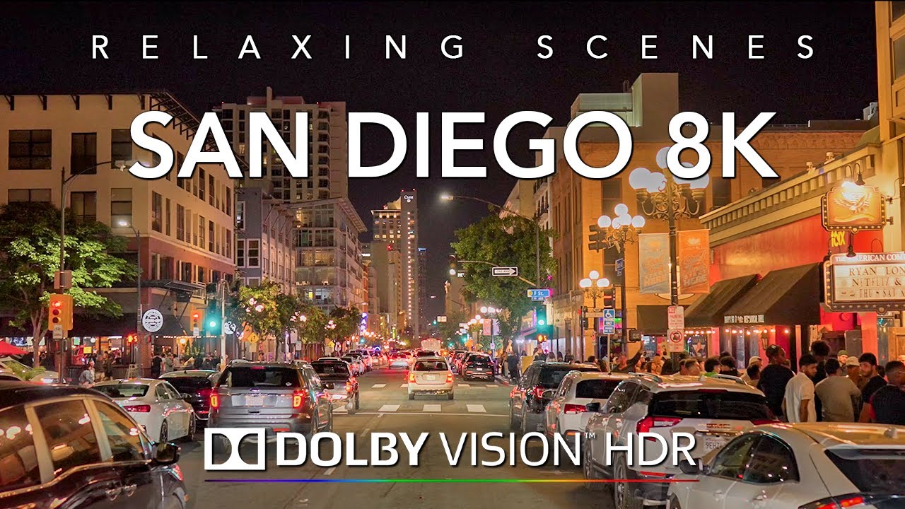 Driving San Diego at Night in 8K HDR Dolby Vision - Pacific Beach to Downtown San Diego California