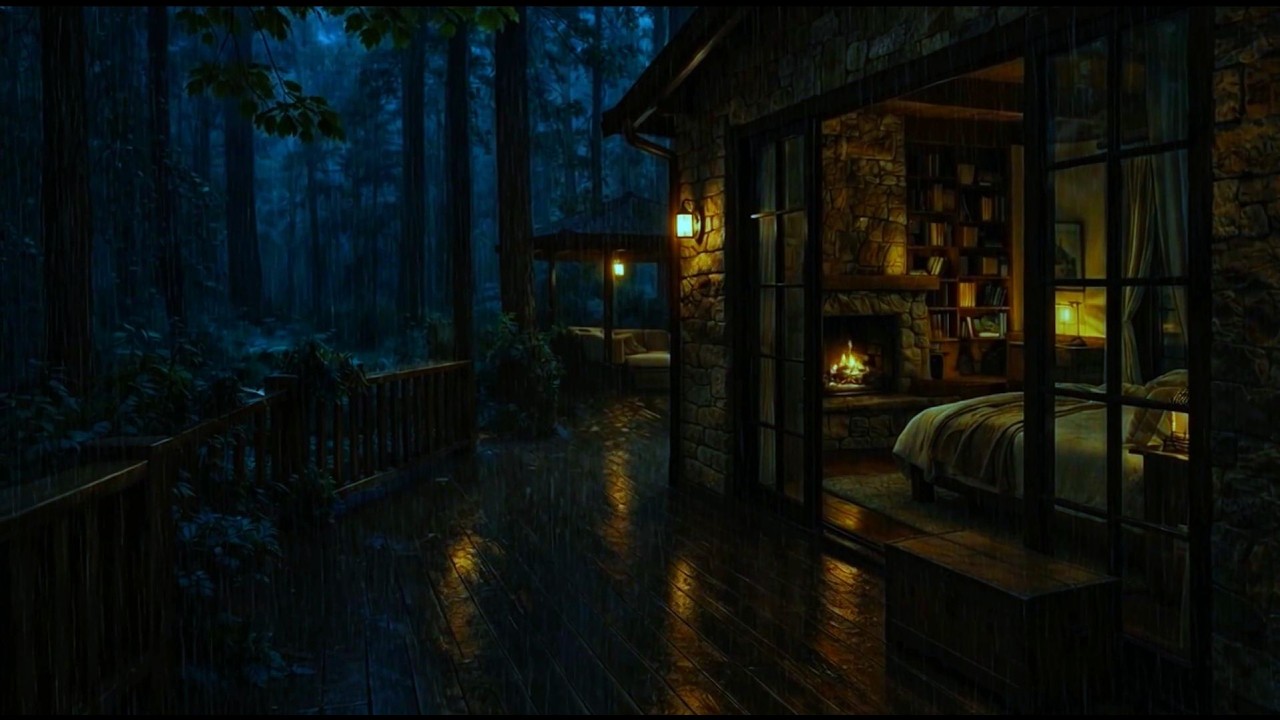 Mysterious Rainy Cabin Deep in the Forest 🌧️ Warm Lanterns & Peaceful Night Ambience for Sleep