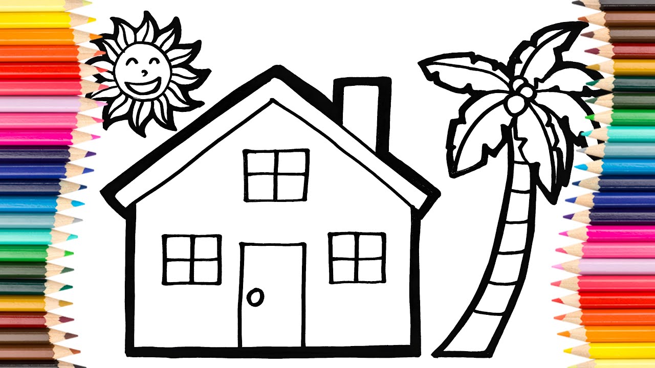 Set Of Houses. How to Draw a House Easy.