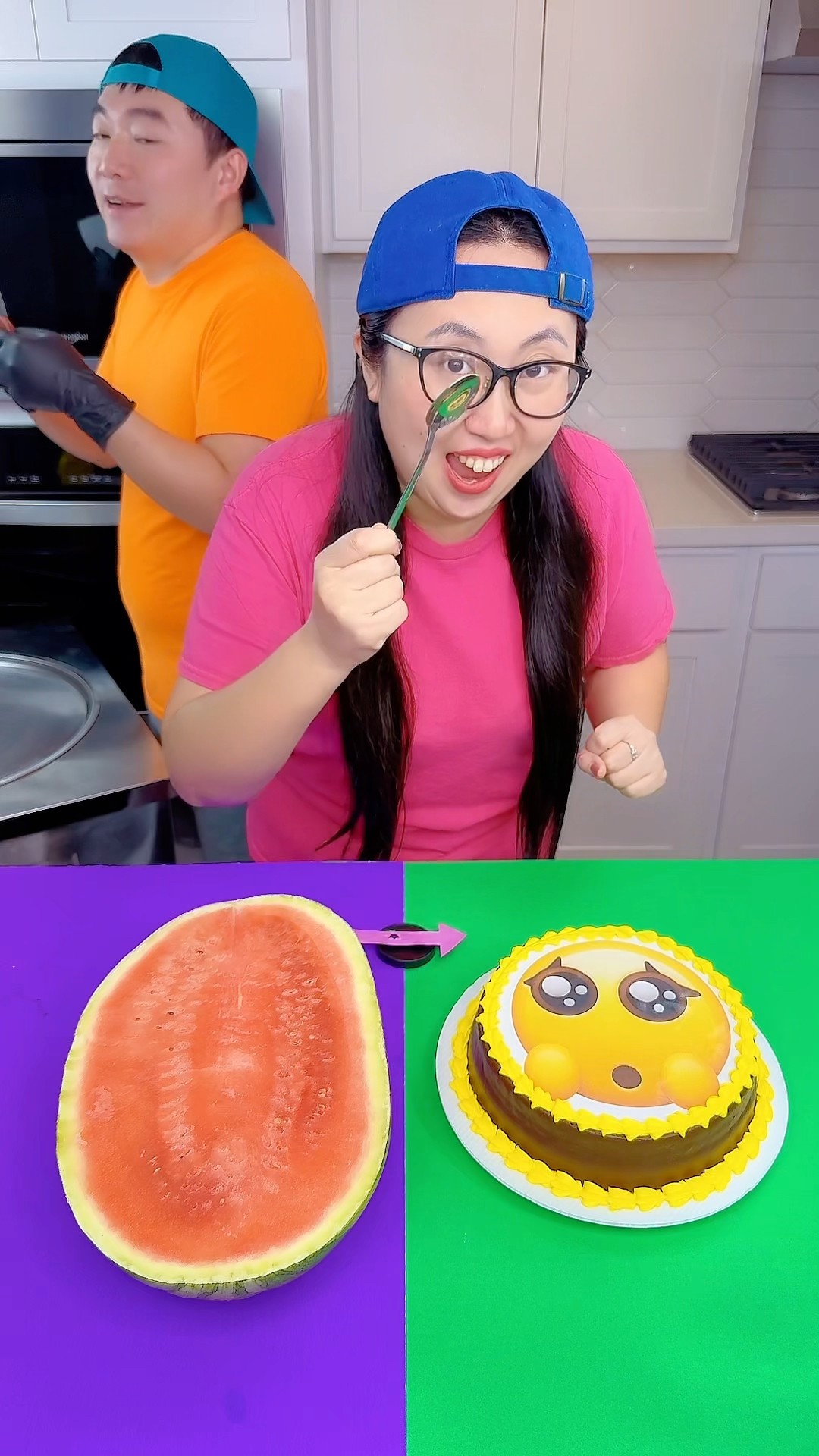 Emoji cake vs lemon juice ice cream challenge!? #funny by Ethan Funny Family