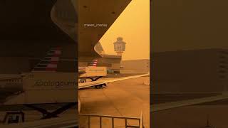 A pilot shot this video at LaGuardia Airport Wednesday. #smoke #haze #wildfire #nyc #abc7ny