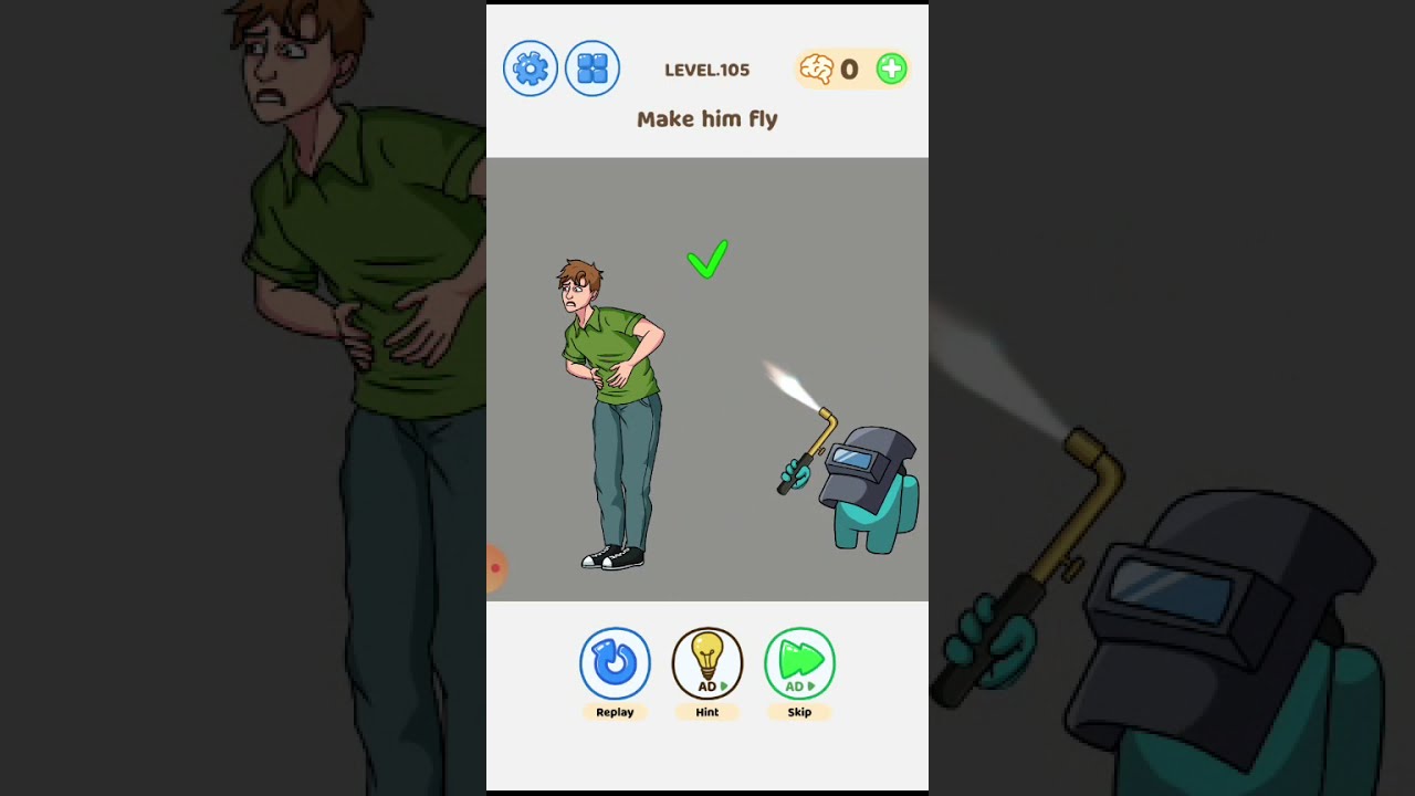 Brain Love Game level 105 Make him Fly | Android Games  