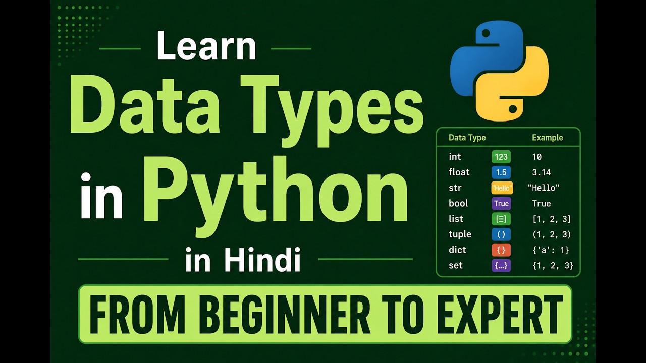 Data Types in Python Made Easy in Hindi: Syntax and full details of all data types used in Python