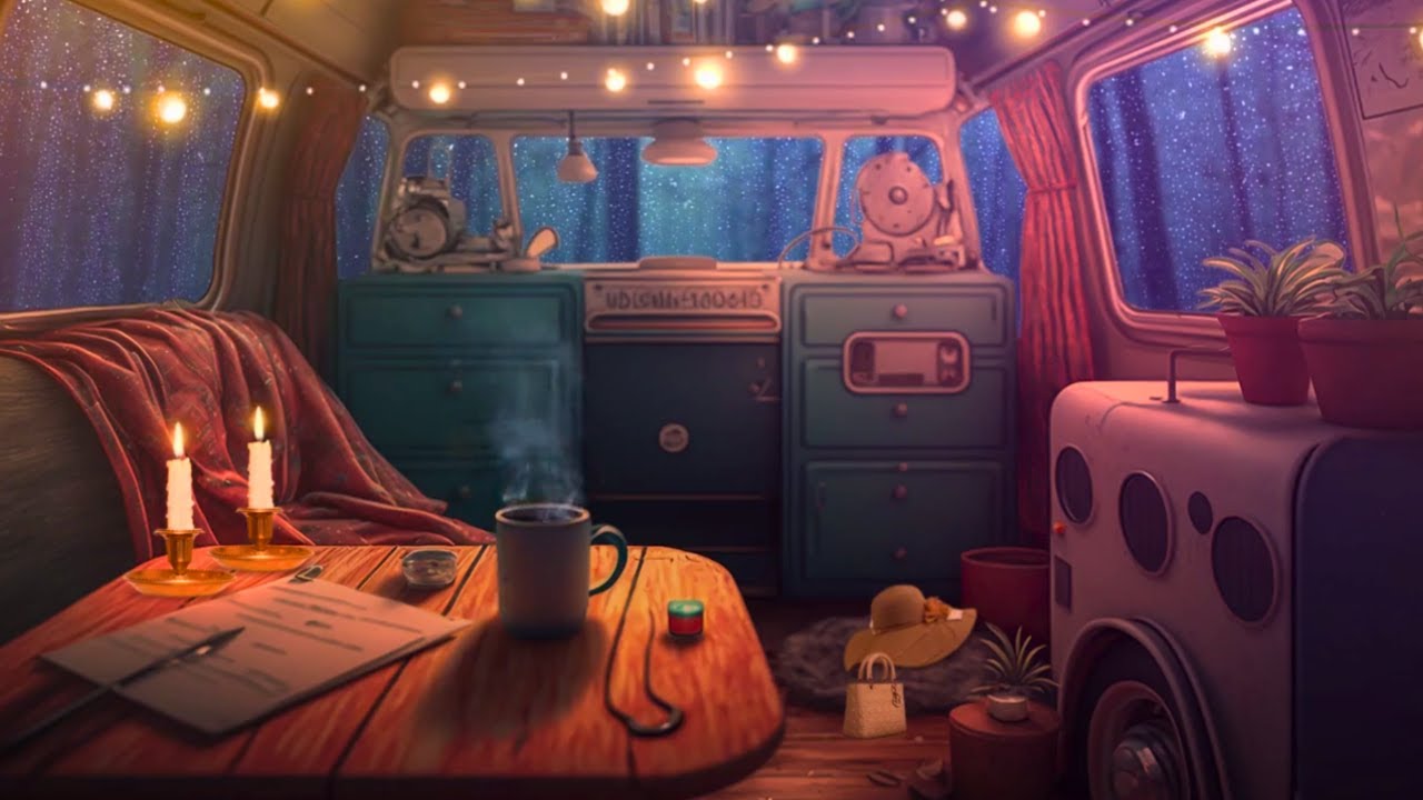 Relaxing Lofi Mix With the Sounds of Raindrops in a Caravan #lofi #music #video #share #song #calm