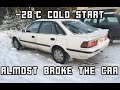 Extreme cold start -28°C (-18°F) + Drive | Toyota Carina II 1992, lots of smoke