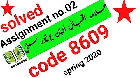 solved assignment code 8609 spring 2020