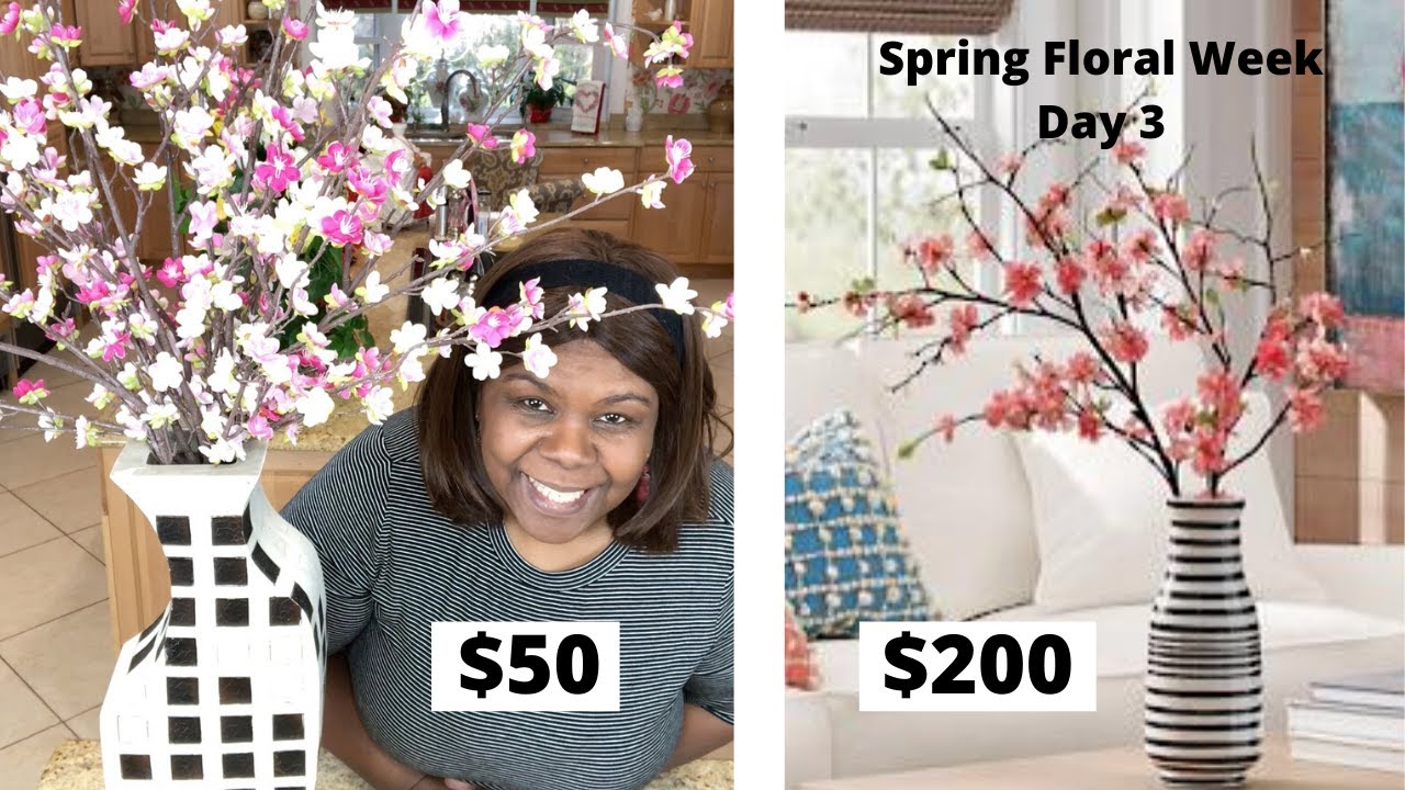 Pink Flower Arrangement Tutorial | Pink Blossom Flower Arrangement DIY | Look for Less Challenge