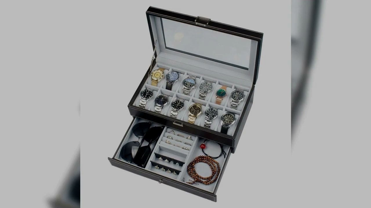 A must-have product! 2024 New 12 Slot Leather Lockable Watch Storage Boxes,Men & Women's Jewelry D