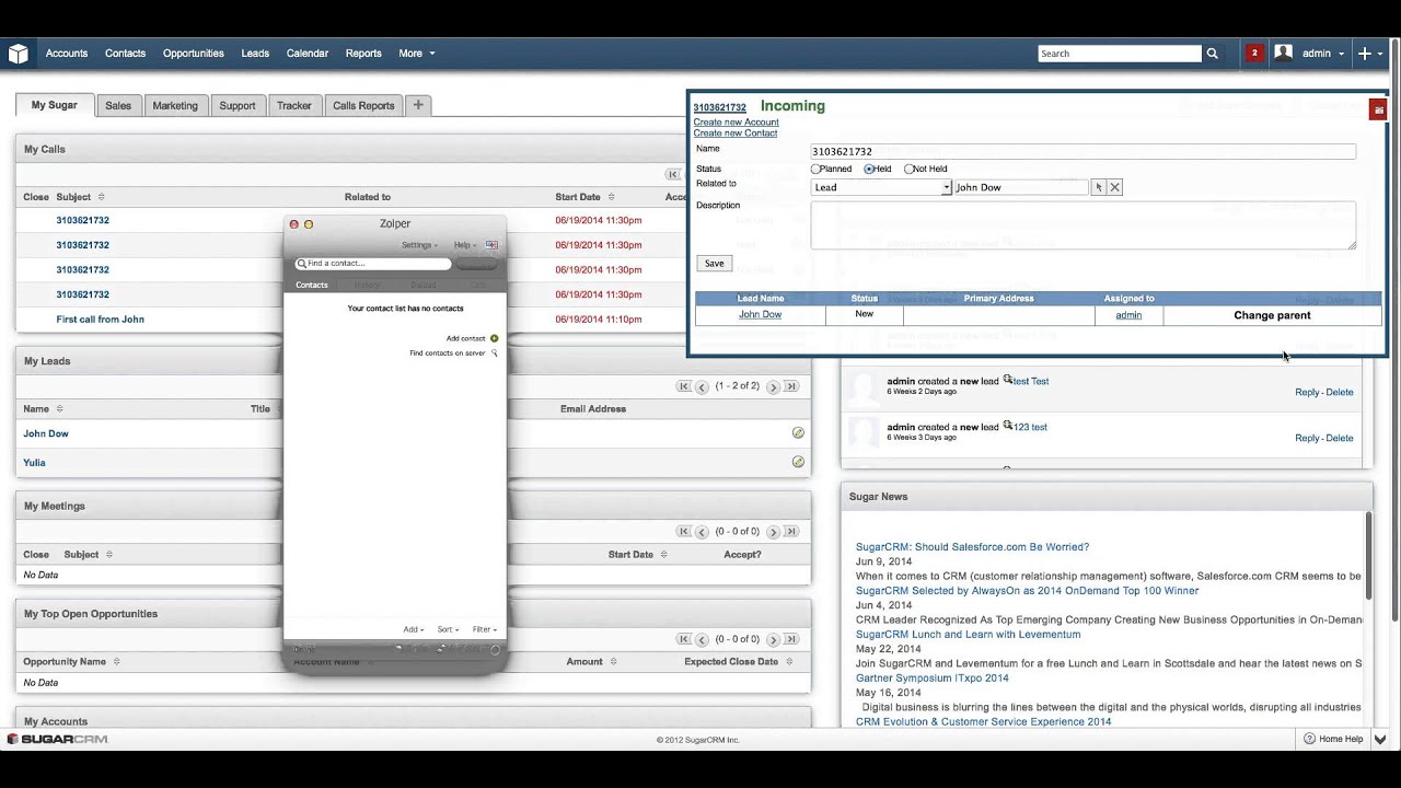Incoming Call Pop up Window In SugarCRM Asterisk Integration YouTube