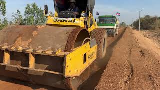 Gradation and Compaction Subbase Layer by Motor Grader and Roller on Road Site