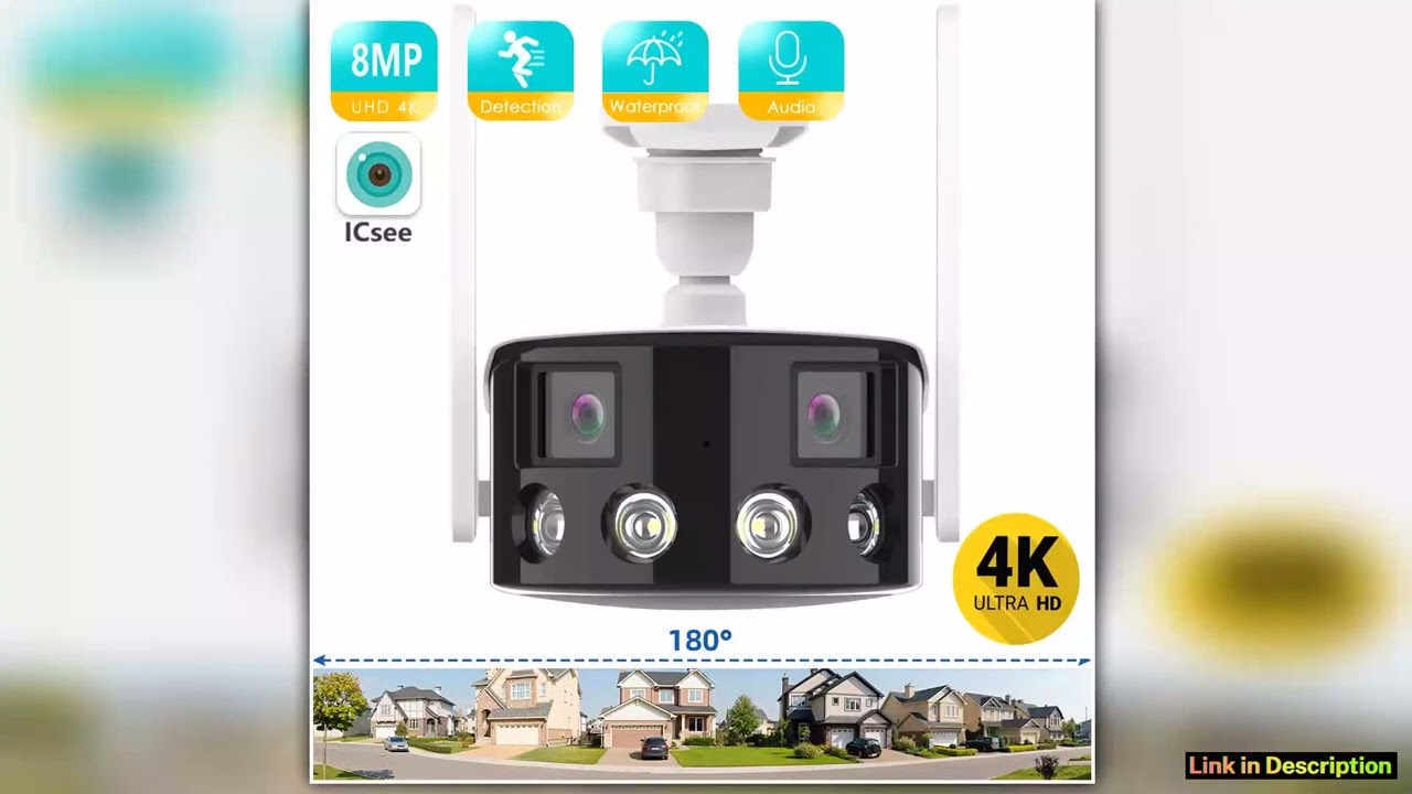 BESDER 8MP 4K Dual Lens Ultra wide angle 180 Wifi IP Camera Cecurity Protection Ai Human Detect Sec
