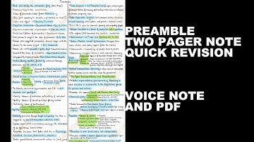 TWO PAGER NOTE Of Preamble For Quick Revision | Voice Note And PDF for PSC and UPSC