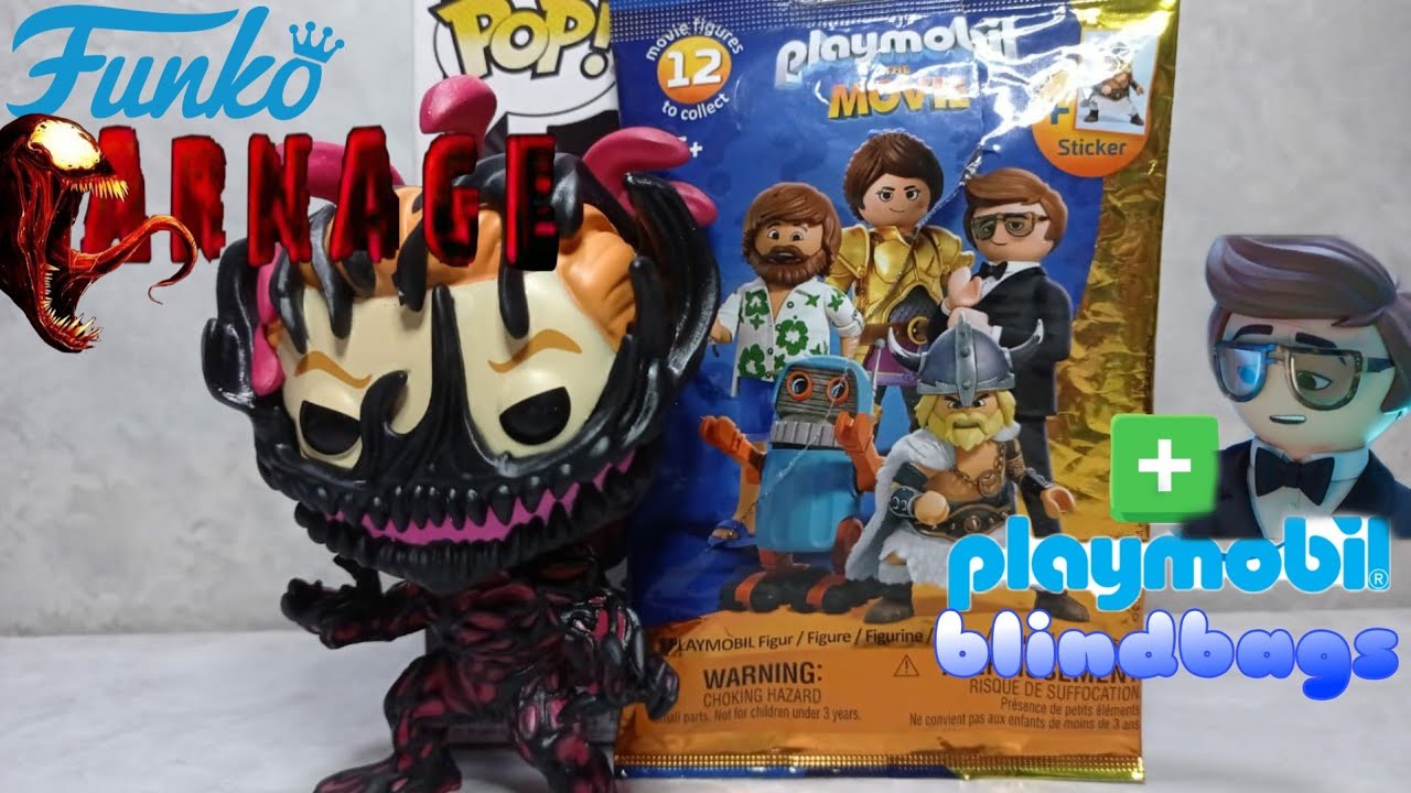 UNBOXING VENOM CARNAGE FUNKO POP plus a PLAYMOBIL BLINDBAGS