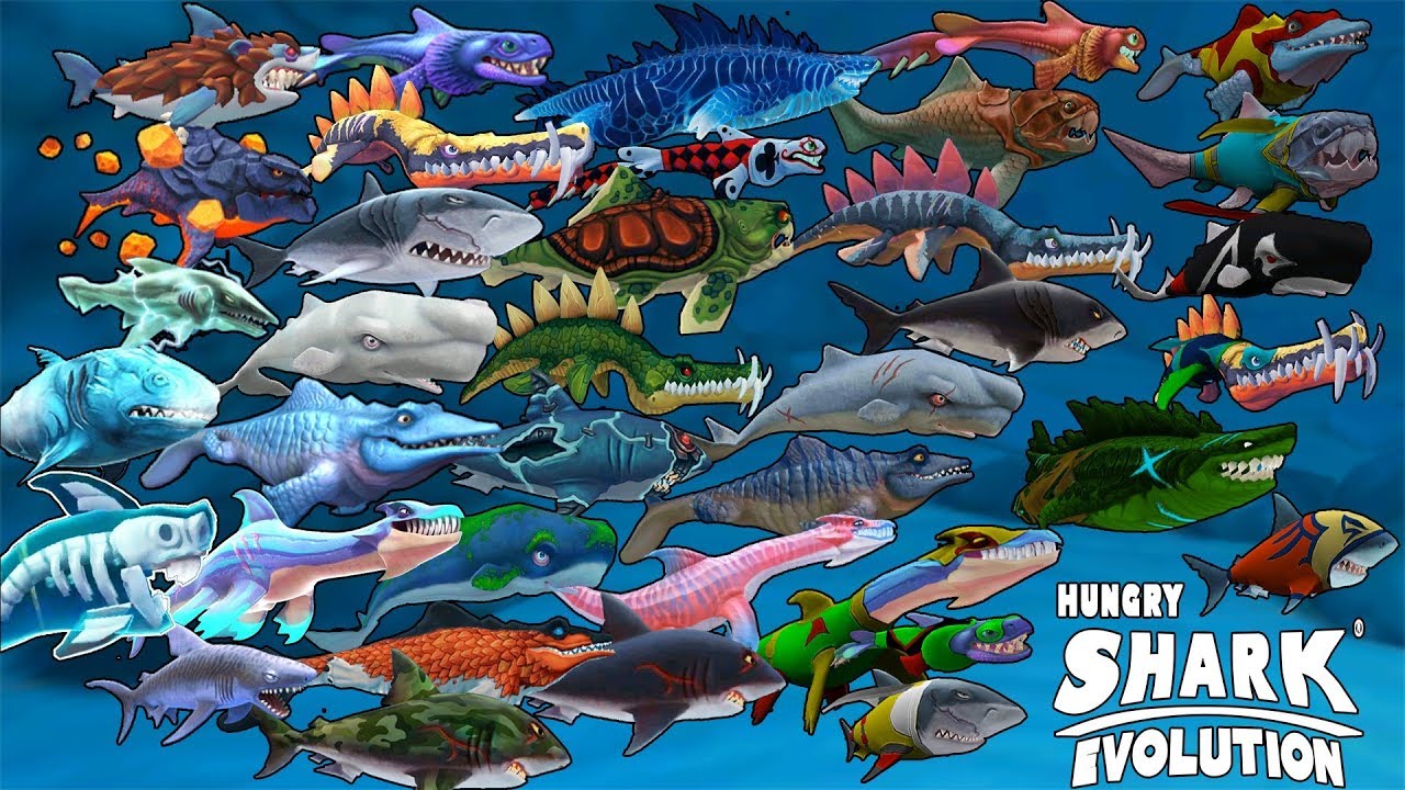 Hungry Shark Evolution ALL SHARKS & SKINS UNLOCKED 2020 Android