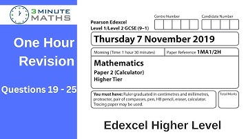 Revise Edexcel maths Higher November 2019 P2 Q19 - 25