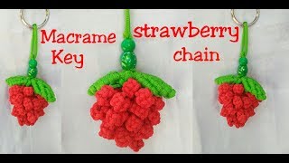 Simple Macrame Strawberry Keychain