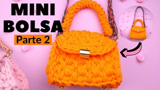 Como fazer Mini Bag ou mini bolsa em crochê com fio de malha - Fica linda   Parte 2 - Novelo Rosa