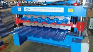 Bamboo sheet and trapezoidal profile roofing sheet double layers roll forming machine