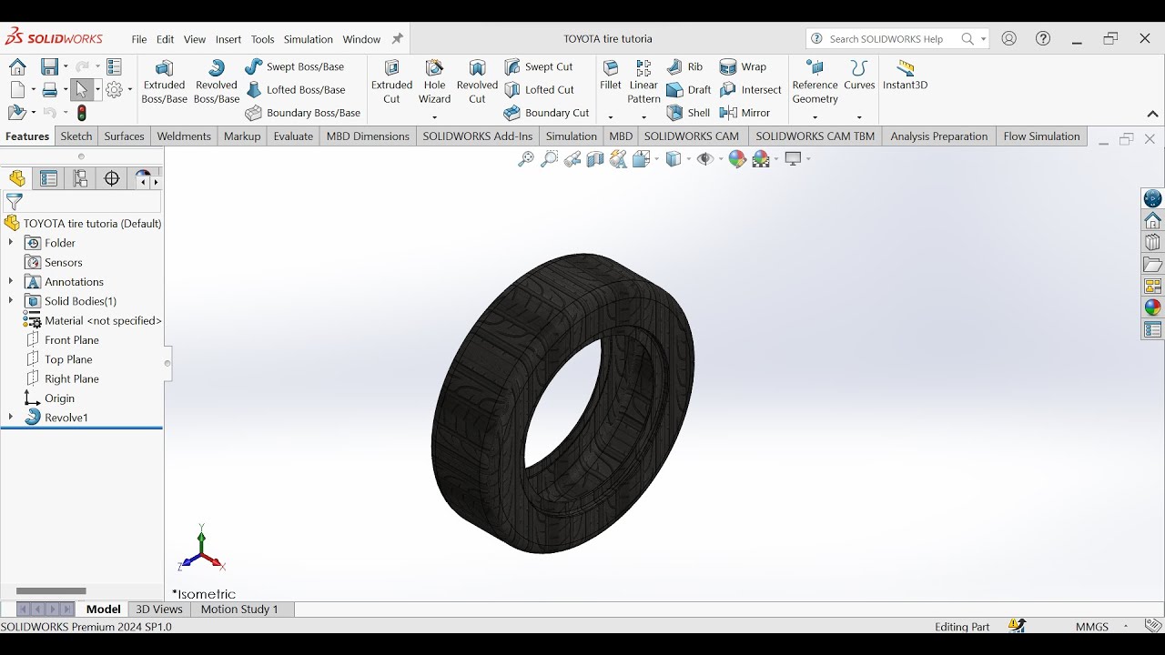 Toyota Hilux Tire Modeling in SOLIDWORKS | Step-by-Step Tutorial