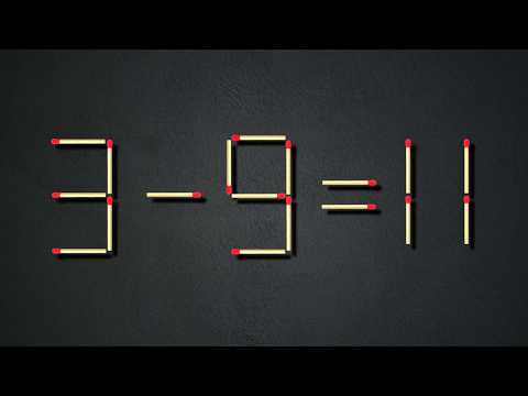 Move only 1 stick to make the equation correct | Matchstick puzzle 3-9=11