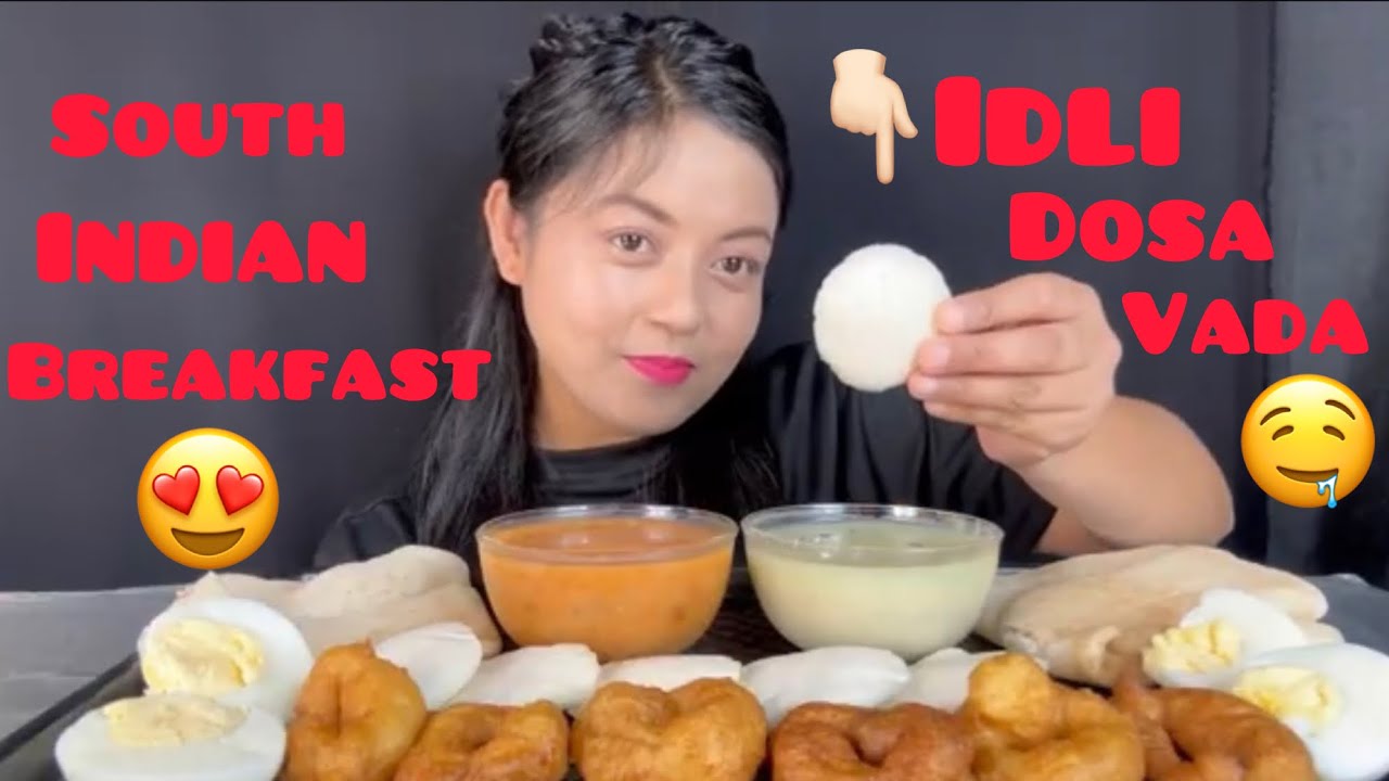 South Indian Breakfast Mukbang 😋 Idli, Dosa & Medu Vada| Pure Veg Breakfast Mukbang 