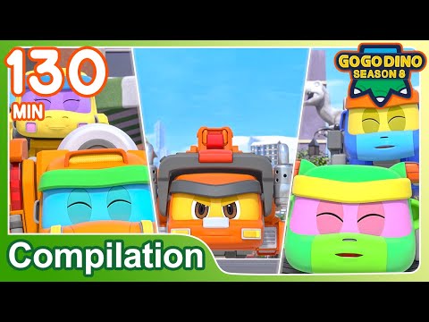 ⭐️GOGODINO S8⭐️ 130 MIN Collection 1 EP01-13 | Super Adventure in Dinosaurs Town | Kids Cartoon