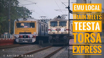 Perfect train crossings ! Dangerous speedy Express trains parallel crossing with EMU local trains