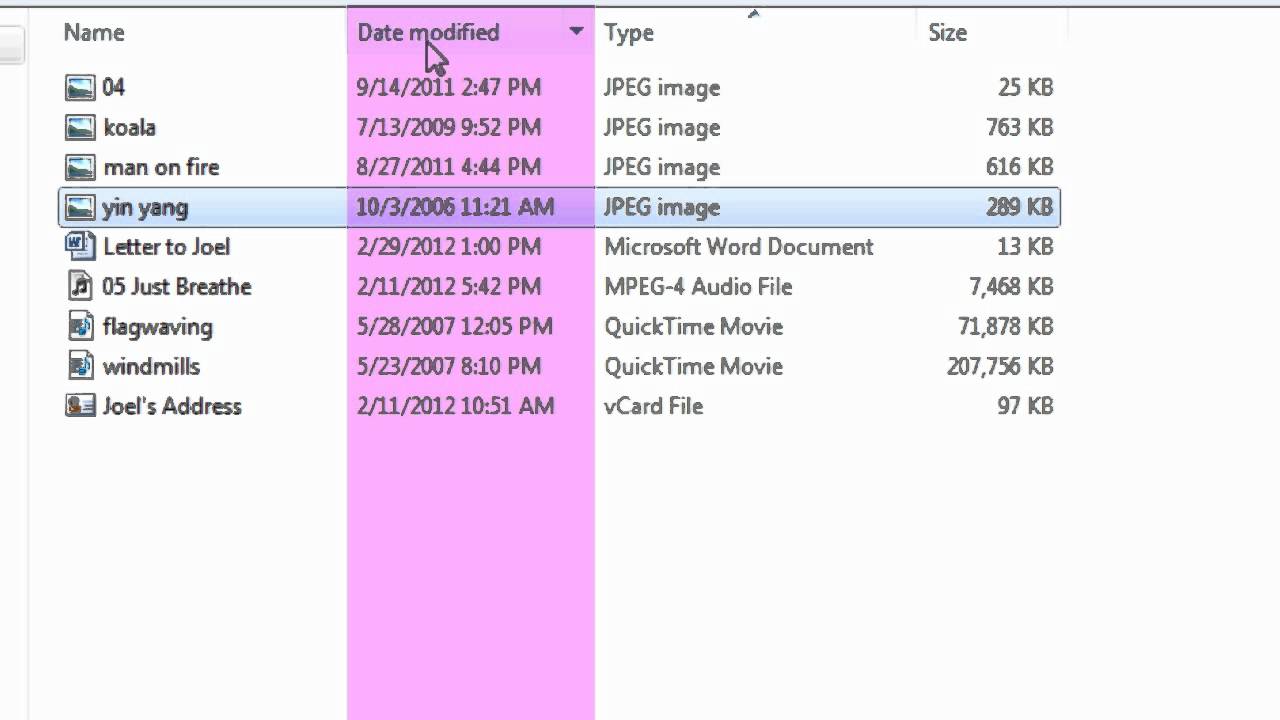 Windows Lesson #7 - Sorting Files in Details View - YouTube