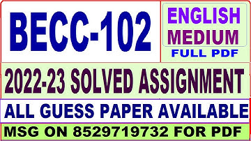 becc 102 solved assignment 2022-23 / becc 102 solved assignment in English / ignou ba economics