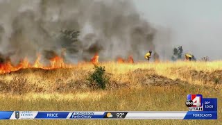 Grass fire off I-215 similar to Ensign Peak Fire